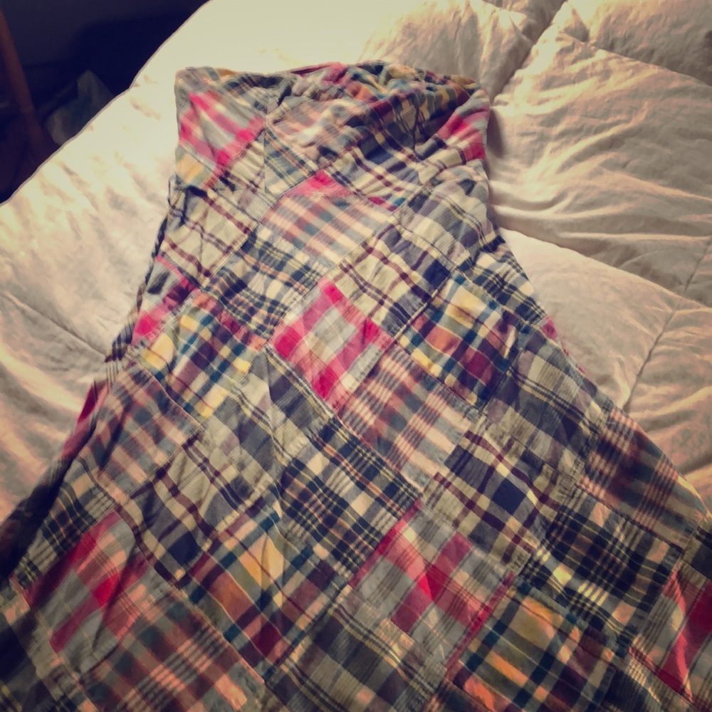 American Eagle Plaid Strapless Dress